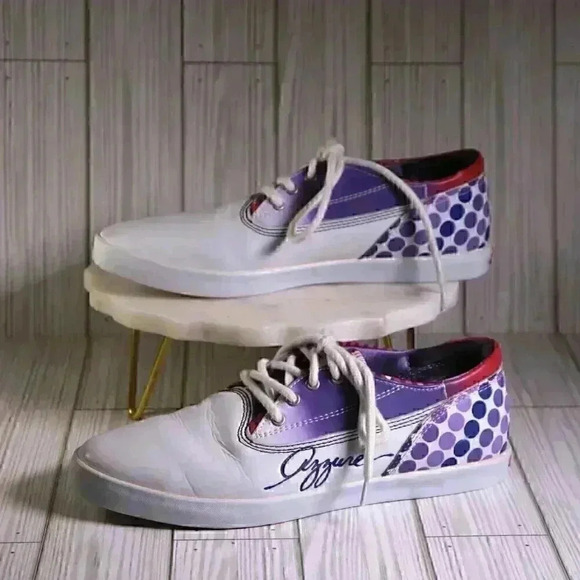 Azzure Shoes - Azzure leather white/purple ombre style Shelly Low Lace shoe size 8